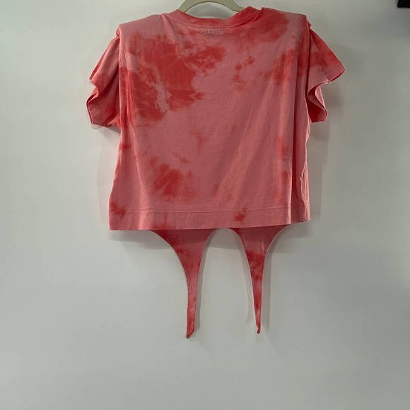 ALLSAINTS Spitalfields Coni Tie Dye T-shirt Red Shoulder Pad Tie Front NWT Small - Picture 15 of 15